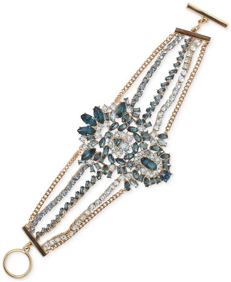 givenchy two tone crystal cluster multi chain toggle bracelet